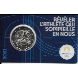 Monedas - Euros - 2€ - Francia - SC - 2021 - JJOO Parí­s 2024 - Azul