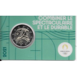 Monedas - Euros - 2€ - Francia - SC - 2021 - JJOO Parí­s 2024 - Turquesa