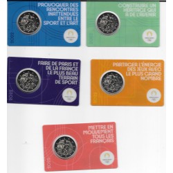 Monedas - Euros - 2€ - Francia - SC - Año 2022 - Pack 5 monedas - JJOO Paris 2024