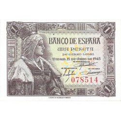 Billetes - España - Estado Español (1936 - 1975) - 1 ptas - 440 - S/C - 1945 - num ref:078514