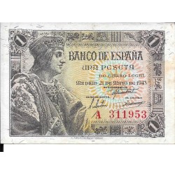 Billetes - EspaÃ±a - Estado EspaÃ±ol (1936 - 1975) - 439 - ebc - 1943 - 1 pta - num. ref: A311953