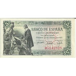 Billetes - España - Estado Español (1936 - 1975) - 5 ptas - 461 - ebc - 15/6/1945 - ref.D5142828