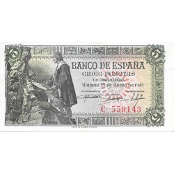 Billetes - España - Estado Español (1936 - 1975) - 5 ptas - 461 - S/C - Año 1945 - num ref: C559143