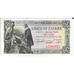 Billetes - EspaÃ±a - Estado EspaÃ±ol (1936 - 1975) - 5 ptas - 460 - ebc+ - 1945 - 5 pts - num. ref: 85909222