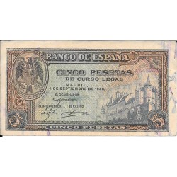 Billetes - EspaÃ±a - Estado EspaÃ±ol (1936 - 1975) - 5 ptas - 456 - mbc+ - 1940 - 5 pesetas - Num.ref: G2603179