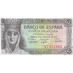 Billetes - EspaÃ±a - Estado EspaÃ±ol (1936 - 1975) - 5 ptas - 459 - SC - 1943 - E7472402