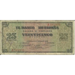 Billetes - España - Estado Español (1936 - 1975) - 25 ptas - 473 - MBC+ - Año 1938 - num ref: A3902876