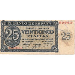 Billetes - EspaÃ±a - Estado EspaÃ±ol (1936 - 1975) - 25 ptas - 472 - MBC+ - 1936 - num ref:S4060919