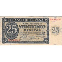 Billetes - EspaÃ±a - Estado EspaÃ±ol (1936 - 1975) - 25 ptas - 472 - mc+ - 1936 - Num.ref: R4980449