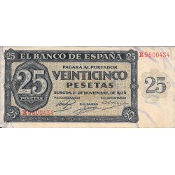 Billetes - EspaÃ±a - Estado EspaÃ±ol (1936 - 1975) - 25 ptas - 472 - mbc+ - 1936 - Num.ref: R9600434