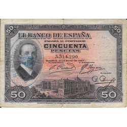 Billetes - España - Alfonso XIII      (1886 - 1931) - 382 - bc+ - Año 1927 - 50 pesetas - ref:3314290