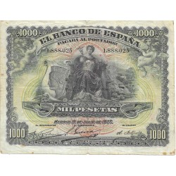 Billetes - EspaÃ±a - Alfonso XIII      (1886 - 1931) - 334 - mbc - 1907 - 1000 pesetas - Num.ref: 1888025