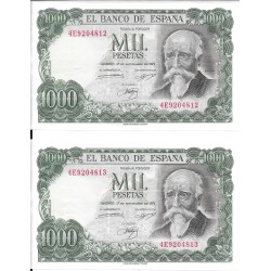 Billetes - EspaÃ±a - Estado EspaÃ±ol (1936 - 1975) - 1000 ptas - 522 - sc - pareja correlativa - num.ref: 4E9204812/13 sin serie