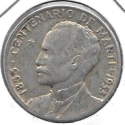 Monedas - America - Cuba - 27 - 1953 - 25 Ct - Plata