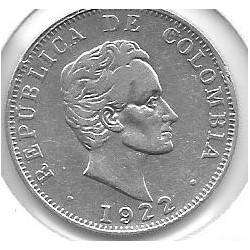 Monedas - America - Colombia - 193.2 - Año 1922 - 50 ctv - plata