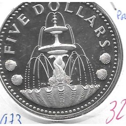 Monedas - America - Barbados - 16a - 1973 - 5 dolar - plata - proof