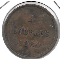 Monedas - Europa - Guernsey - 5 - Año 1864 - 4 Doubles