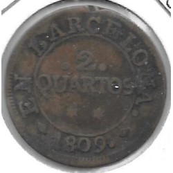 Monedas - EspaÃ±a - Jose NapoleÃ³n (1808 - 1814) - 82 - 1809 - 2 Quarts - Barcelona