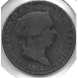 Monedas - EspaÃ±a - Isabel II (1833 - 1868) - 117 - 1864 - 1/4 real- Barcelona