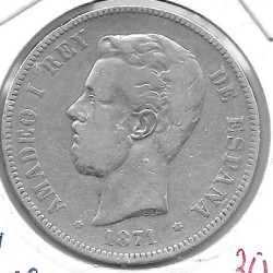 Monedas - EspaÃ±a - Amadeo I (3-I-1871 / 11-II-1873) - 116 - 1871*18*75 - 5 pesetas - plata