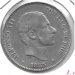 Monedas - EspaÃ±a - Alfonso XII (29-XII-1874/28-XI) - 108 - 1885 - 50 cent - Filipinas - plata