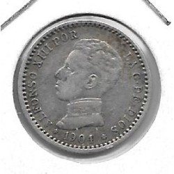 Monedas - EspaÃ±a - Alfonso XII (29-XII-1874/28-XI) - 45 - 1904*0*4 - 50 ct - plata