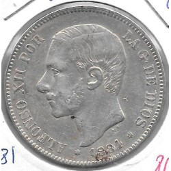 Monedas - EspaÃ±a - Alfonso XII (29-XII-1874/28-XI) - 132 - 1881 - 5 Pesetas - Plata