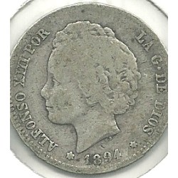 Monedas - España - Alfonso XIII ( 17-V-1886/14-IV) - 70 - Año 1894 - Peseta