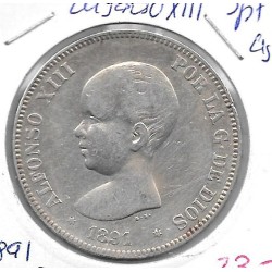 Monedas - EspaÃ±a - Alfonso XIII ( 17-V-1886/14-IV) - 145 - 1891*91 - 5 pesetas - plata