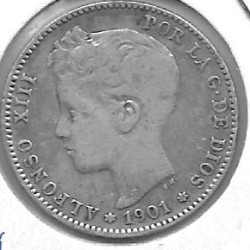 Monedas - EspaÃ±a - Alfonso XIII ( 17-V-1886/14-IV) - 74 - 1901 - Peseta - Plata