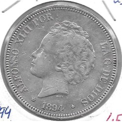 Monedas - EspaÃ±a - Alfonso XIII ( 17-V-1886/14-IV) - 150 - 1894*18*94 - 5 pesetas - plata