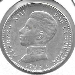 Monedas - EspaÃ±a - Alfonso XIII ( 17-V-1886/14-IV) - 78 - 1905*19*05 - Pt - Plata