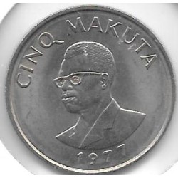 Monedas - Africa - Zaire - 12 - Año 1977 - 5 Makuta