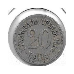 Monedas - Europa - Serbia - 20 - 1883 - 20 napa