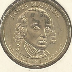 Monedas - America - Estados Unidos - 404 - Año 2007D - dollar - James Madison