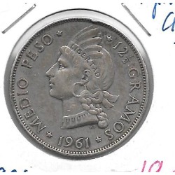 Monedas - America - Rep.Dominicana - 21 - 1961 - 1/2 peso - plata