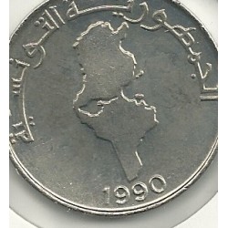 Monedas - Africa - Tunez - 319 - Año 1990 - dinar