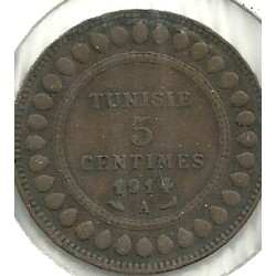 Monedas - Africa - Tunez - 235 - Año 1914 - 5 Ctm