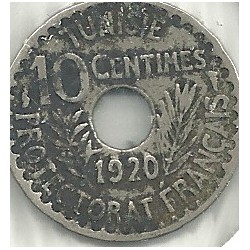 Monedas - Africa - Tunez - 243 - Año 1920 - 10 Ct