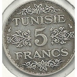 Monedas - Africa - Tunez - 261 - Año 1934 - 5 Francos