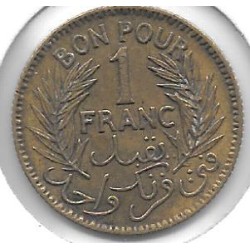 Monedas - Africa - Tunez - 247 - Año 1945 - Franco