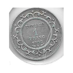 Monedas - Africa - Tunez - 22 - 1892 - 1 franco - plata