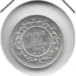 Monedas - Africa - Tunez - 237 - 1917 - 50 ct - plata