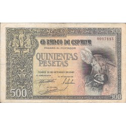 Billetes - EspaÃ±a - Estado EspaÃ±ol (1936 - 1975) - 500 ptas - 501 - mbc- - 1940 - Num.ref: 0017113