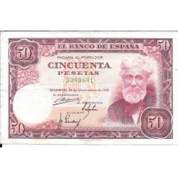 Billetes - EspaÃ±a - Estado EspaÃ±ol (1936 - 1975) - 50 ptas - 482 - mbc - 1951 - Num.ref: 5349641 - sin serie