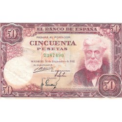 Billetes - EspaÃ±a - Estado EspaÃ±ol (1936 - 1975) - 50 ptas - 482 - mbc - Num.ref: 7387490 - sin serie