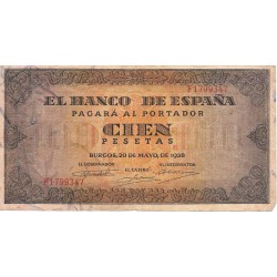 Billetes - EspaÃ±a - Estado EspaÃ±ol (1936 - 1975) - 100 ptas - 485 - MBC- - 1938 - num ref:F1799347