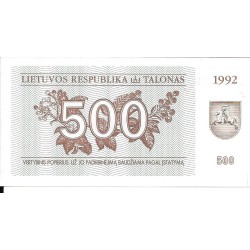 Billetes - Europa - Lituania - 44 - SC - Año 1992 - 500 Talonus