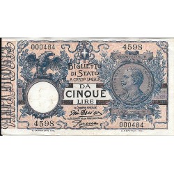 Billetes - Europa - Italia - 23 - ebc+ - 1904/25 - 5 liras - Num.ref: 000484