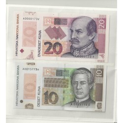 Billetes - Europa - Croacia -  - Conjunto de dos billetes en estuche oficial